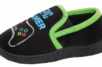 Boys Epic Gamer Slippers Kids Gaming Slip On Mules Warm Fleece Lined House Shoes