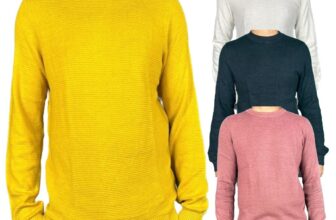Men’s Plain Sweater Jumper Crew Neck Waffle Knit Cable Pullover Lightweight Top