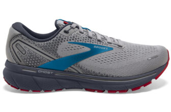 Brooks Men’s Running Shoes Ghost 14 Grey / Blue/ Red Mesh Running Shoes Trainers