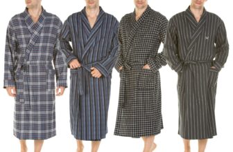 Haigman Brushed Cotton Robe Mens Long Sleeve Wrap Dressing Gown Nightwear