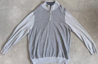 Brooks Brothers Cotton Cashmere Quarter-Zip Sweater – XL – Grey