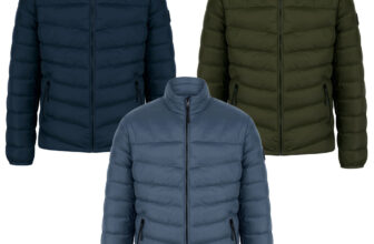 Tokyo Laundry Puffer Jacket Men’s Quilted Padded Funnel Neck Zip Pockets Plain