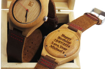 Engraved Wooden Watch Personalised Leather Luxury Unisex Gents Ladies  Wood Box