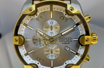 2025 NEW Mens  Diesel Gold  Spiked Chronograph Brown Strap Watch DZ4665
