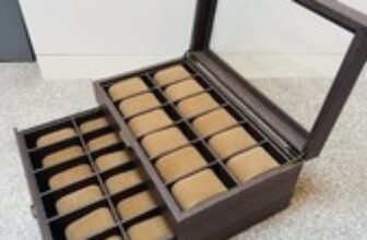 Watch Display Case 24 Grid Beautiful Wood Effect Collection Storage Holder Box