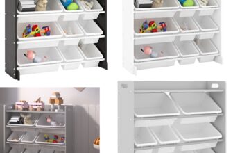 Kids Storage Wooden Unit Children’s Bookshelf Toy Shelves Organiser