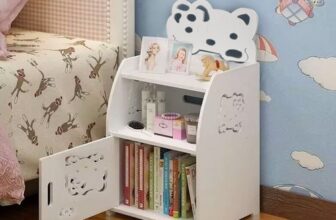 Kids Bedside Cabinet Children Bedroom Cartoon Nightstand Side Table Storage Rack