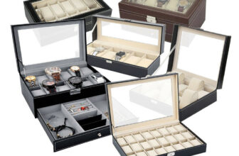 6-24 Grid Leather Glass Watch Display Case Organizer Jewelry Storage Box For Men
