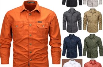 Men Tops Long Sleeve Cargo Shirt Mens Lapel Neck Hiking Casual Single Breated