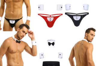 UK Men’s Waiter Lingerie Set Tuxedo Thong G-String Gentleman Outfits Costume