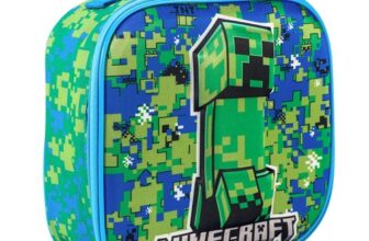 Minecraft Kids 3D Rectangular Insulated Lunch Box Bag for Boys & Girls, BPA Free