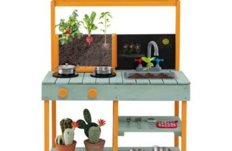 Kids Mud Kitchen Outdoor Kitchen Playset Wooden Pretend Play Kitchen Toy