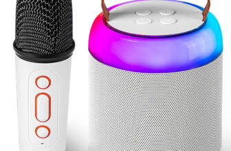 Portable Bluetooth Speaker with Mic LED Lights Karaoke Machine for Girls Boys UK