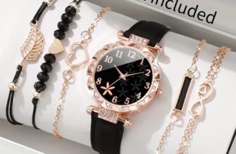 Watch and 5 Bracelet Gift Set For Women Ladies Girls Mom Jewellery Wristwatch