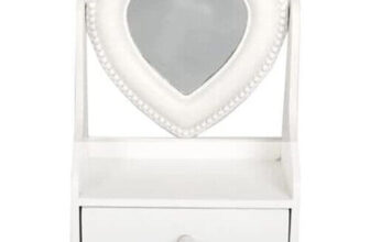 HEART SHAPE VANITY MIRROR MAKE UP JEWELLERY BOX GIFT STORAGE BEDROOM ACCESSORIES