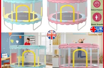 4FT/5FT Kid Trampoline With Safety Net Enclosure Children Outdoor Garden Fun Toy