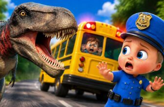 Baby Police Saves the School Bus | Dinosaur Chase | Kids Cartoon
