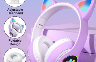 Kids Children Headphones Wireless Bluetooth Headset LED Lights Cat Ear Earphone
