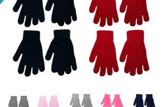 Boys Girls Gloves 2 Pairs Winter Warm Magic Gloves Stretch Unisex Teen School