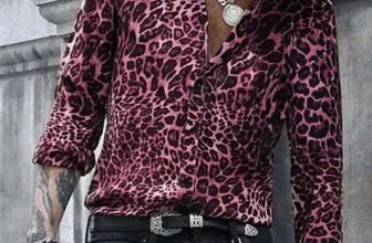 Mens Leopard Print Shirt Long Sleeved 3D Printed Casual Fashion 5 Colour Choices