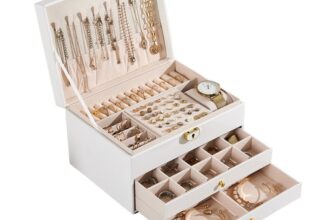 3 Tier Large Jewellery Box Organizer Rings Necklaces Jewellry Storage Case Box