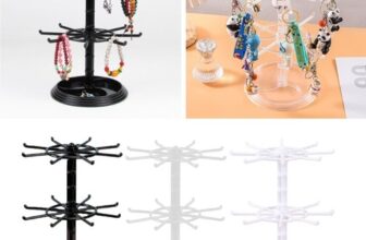 Rotating Rack Jewelry Keyring Display Hanger 2 Tier Revolving Stand Holder UK