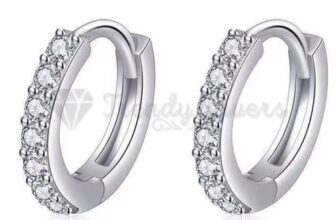 Sterling Silver Women Men Crystal Huggie Hoop Earrings 10mm