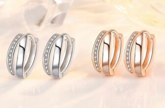 Crystal Huggie Hoop Double Layer Earrings 925 Sterling Silver Women Jewellery UK