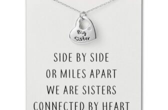 Big Sister Heart Necklace with Quote Card Created with Zircondia® Crystals