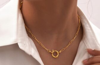 Paperclip Chain Choker Necklace 18K Gold Plated Steel Waterproof Jewelry Gift