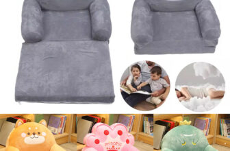 Foldable 2-in-1 Kids Sofa Armchair, Cartoon Lazy Backrest Chair Lazy Sofa Chair