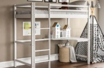 High Sleeper Bunk Bed Loft Cabin Bed Pine Wood Frame Desk Kids Single 3FT White