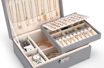 2-Layer Jewellery Box for Women, PU Leather, Watch Pillows, Travel Organizer