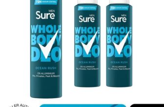Sure Men Whole Body Deodorant Spray Ocean Rush w/ 72H Odour Control 150ml, 3pk