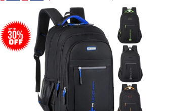 Black Backpack Rucksack Large Mens Women Bag Travel Work Hiking School Sports uk