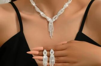 UK Women Ladies Fashion 3pcs Jewelry Silver White Necklace Earrings Bracelet Set