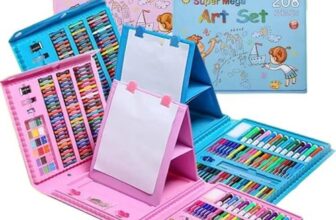 208 Pcs Kids Art Drawing Color paint set Trifold Easel, Oil Pastels, Crayons Set
