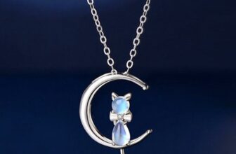 Women Moonstone Cat Pendant Chain Necklace 925 Sterling Silver Jewellery Gift UK