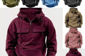 Men’s Combat Hooded Sweatshirt – Heavy Duty Zip Cargo Jacket Style UK