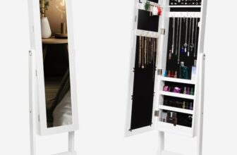 Jewellery Lockable Standing Mirror Armoire Cabinet