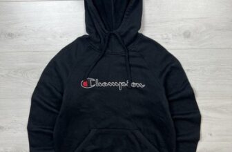 Champion Hoodie Men’s Y2K Embroidered Spellout Logo Sweatshirt