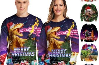 Cozy And Festive Ugly Christmas Sweater With Dinosaur Design For Women And Men