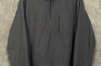 Men’s IZOD Half Zip Pullover Jacket Chest Zip Pocket Dark Grey Sz L 220