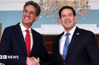 Miliband says reopening Strait of Hormuz ‘essential’ as he meets Rubio