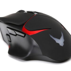 Varr Gaming USB Wired Mouse, Black (with 4 LED backlights), Adjustable DPI (1200, 1600, 2000 or 3200dpi), 8 Button with Scroll Wheel, Popular USB-A connection, Optical, Blister
