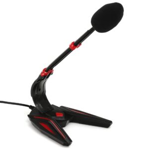 Varr Gaming 3.5mm Microphone with Stand, Adjustable 180°, Control panel (on/off, volume and backlight), Microphone sensitivity -58±2dB and omnidirectional, 3.5mm connection jack, Black/Red, Cable 1.5m