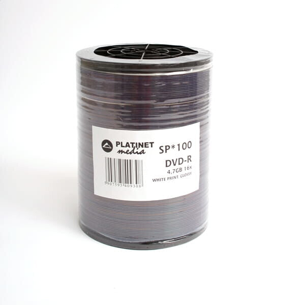 Platinet DVD-R (100 pack), 4.7GB 16X, Glossy White Print Shrink Pack