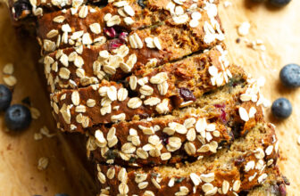 Healthy Blueberry Banana Bread | running with spoons