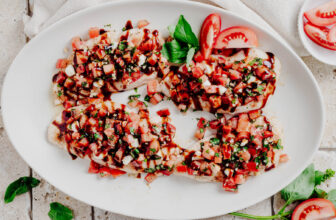 Bruschetta Chicken with Mozzarella and Balsamic Glaze
