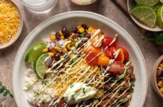 Ground Beef Burrito Bowl with Avocado Ranch